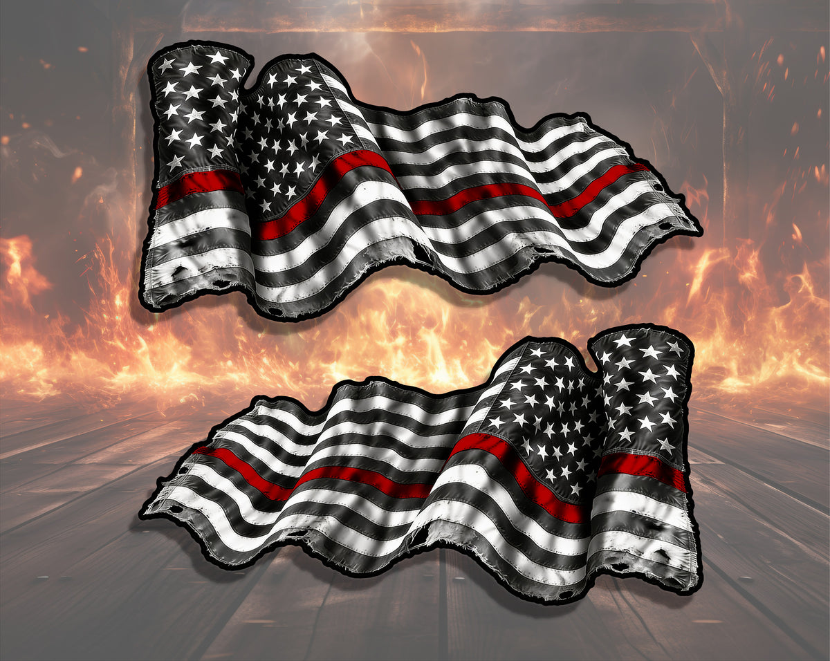 Multi Red Line Sticker Thin Red Line American Flag Stickers Two Pack – Firehouse Graphics