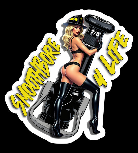 Buy 3 save 33% (mix and match) Pinup Firefighter Smoothbore 4 life Blonde (two decals 2.5")  Sticker