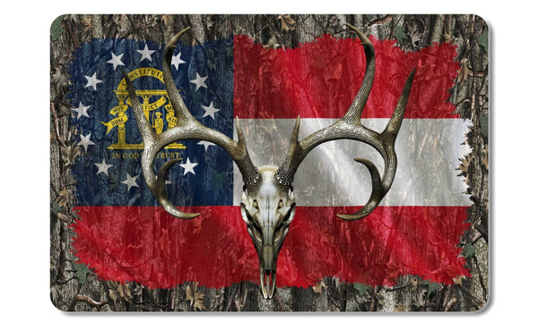 Georgia flag White Tail Buck Deer Skull Hunting sticker decal