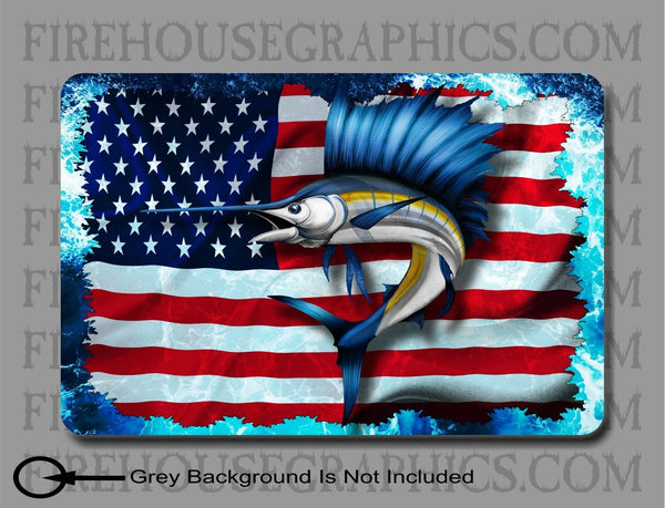 American flag Sailfish Pelagic Offshore Fishing sticker decal – Firehouse  Graphics