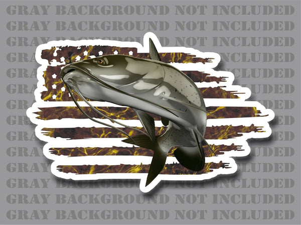American flag Catfish Channel Cat Flat Head fishing sticker decal