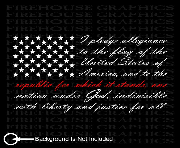 Thin Red Line Firefighter American flag pledge of allegiance sticker decal
