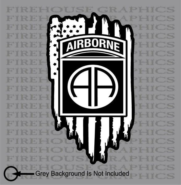 82nd Airborne Division Army American Flag Veteran weathered vinyl sticker decal