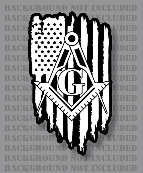 Stonemason Masons masonic freemasons American flag sticker decal