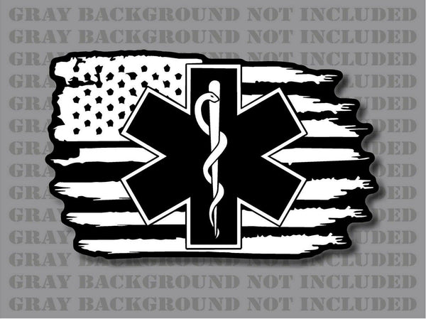 EMS Paramedic EMT Star of Life Medic Medical American flag sticker Decal