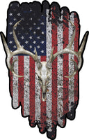 Whitetail Deer Buck Skull American Flag Decals