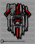 American Flag Thin Red line Firefighter Crossed Axe Helmet SCBA Decal Sticker