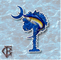 South Carolina Palm and Crescent Moon Blue Marlin Vinyl Decal