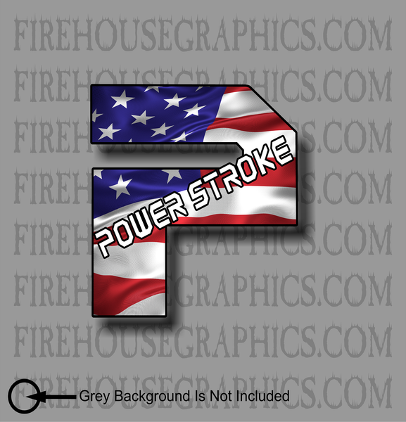 New Style Ford F-250 F-350 P Powerstroke Superduty American flag diesel sticker decal
