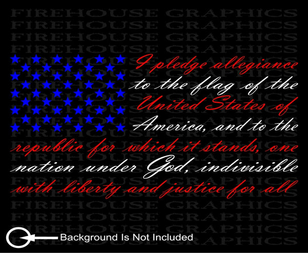 Red White Blue American flag Pledge of Allegiance vinyl sticker window decal