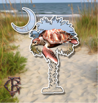 South Carolina Palm and Crescent Moon Sea Turtle Vinyl Decal