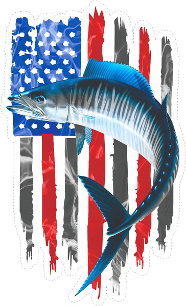Wahoo Seatiger American Flag Decals Fishing
